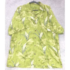 Tommy Bahama Mens Large Hawaiian Shirt 100% Silk Green C403